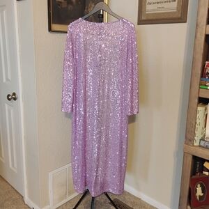 Southern Fried Chics Purple Sequin Duster Kimono